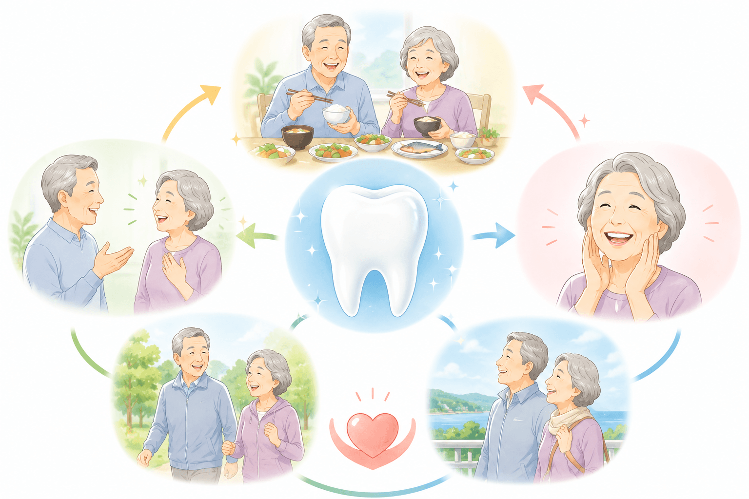 健康な段階から定期管理を続けて歯を守るKEEP28の流れ