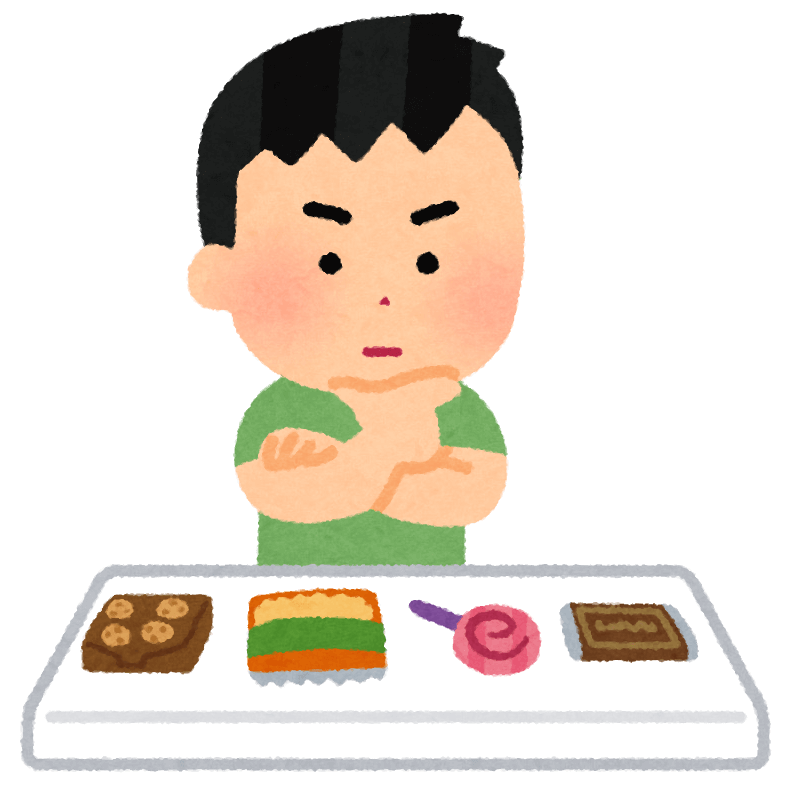 お菓子を選ぶ子供のイラスト（男の子） | かわいいフリー素材集 いらすとや